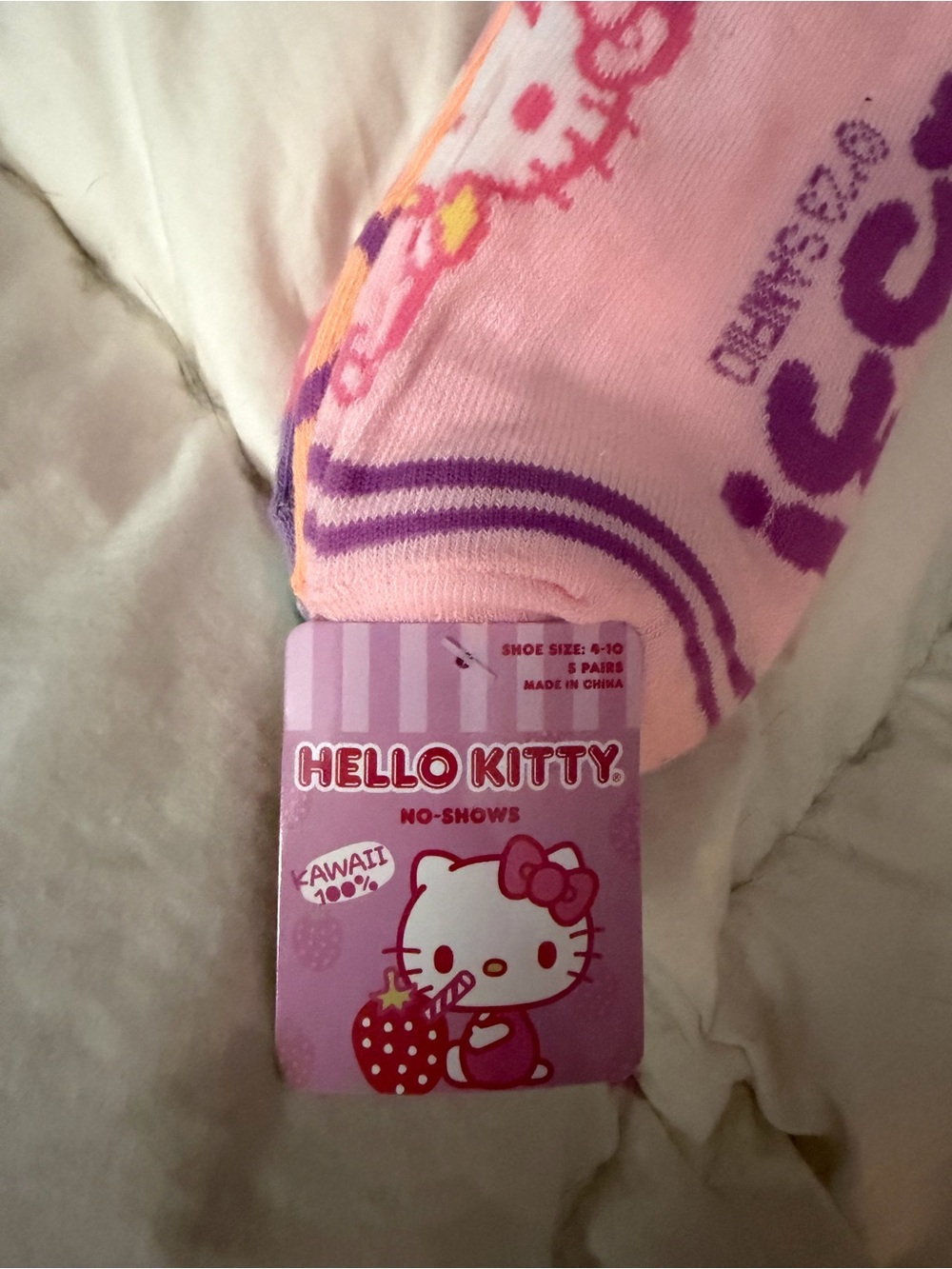 Hello Kitty Pink Purple Accent No-Show Socks